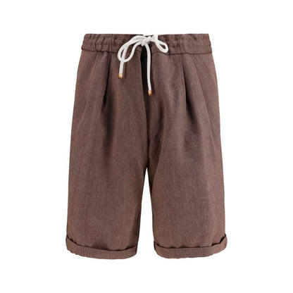 Brown Linen Bermuda Shorts