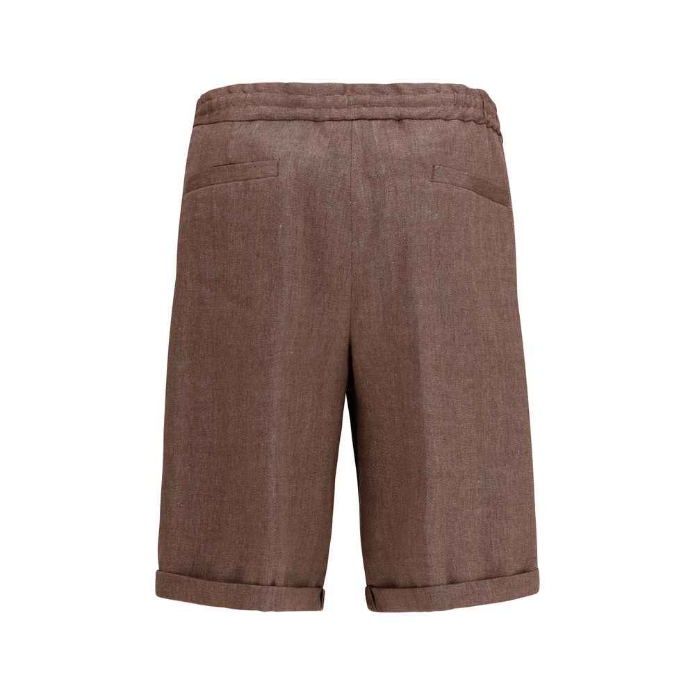 Brown Linen Bermuda Shorts
