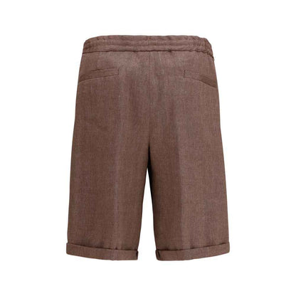 Brown Linen Bermuda Shorts
