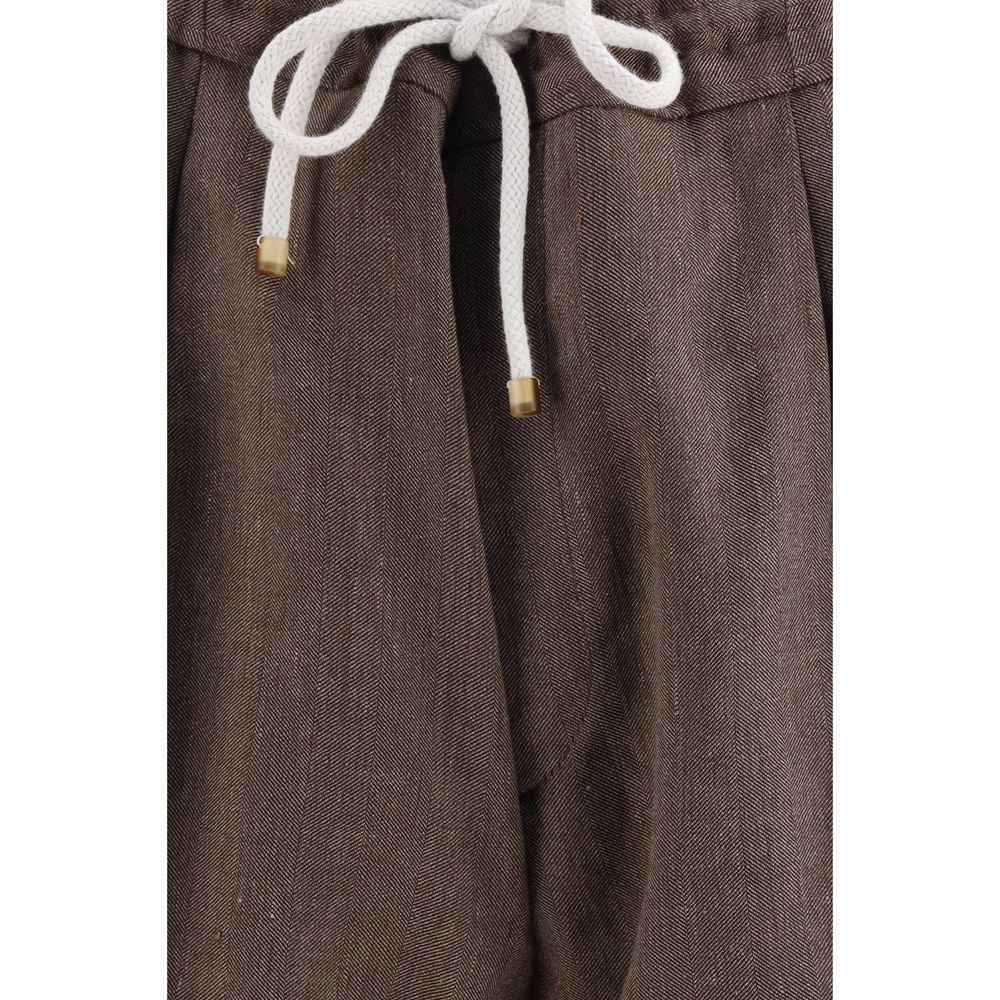 Brown Linen Bermuda Shorts