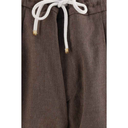 Brown Linen Bermuda Shorts