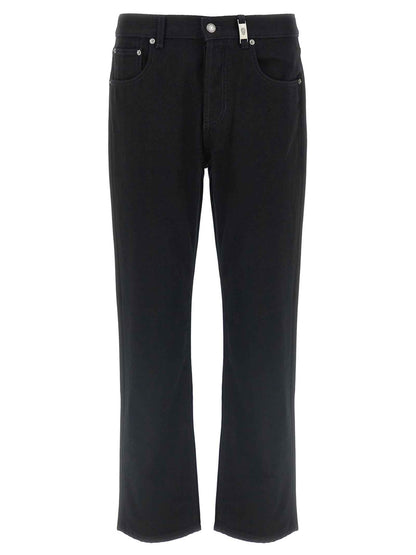 Black Cotton Straight-Leg Jeans