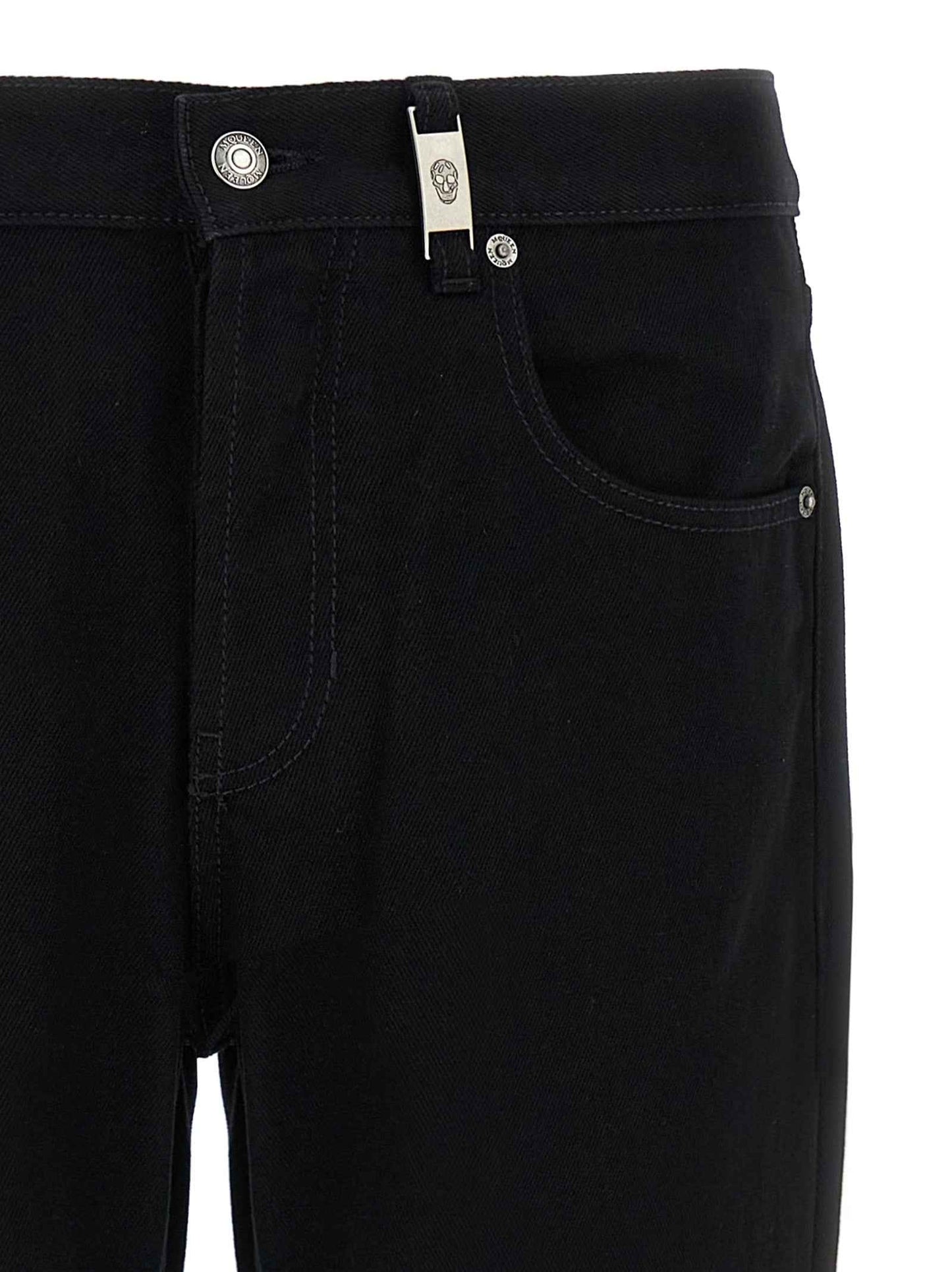 Black Cotton Straight-Leg Jeans