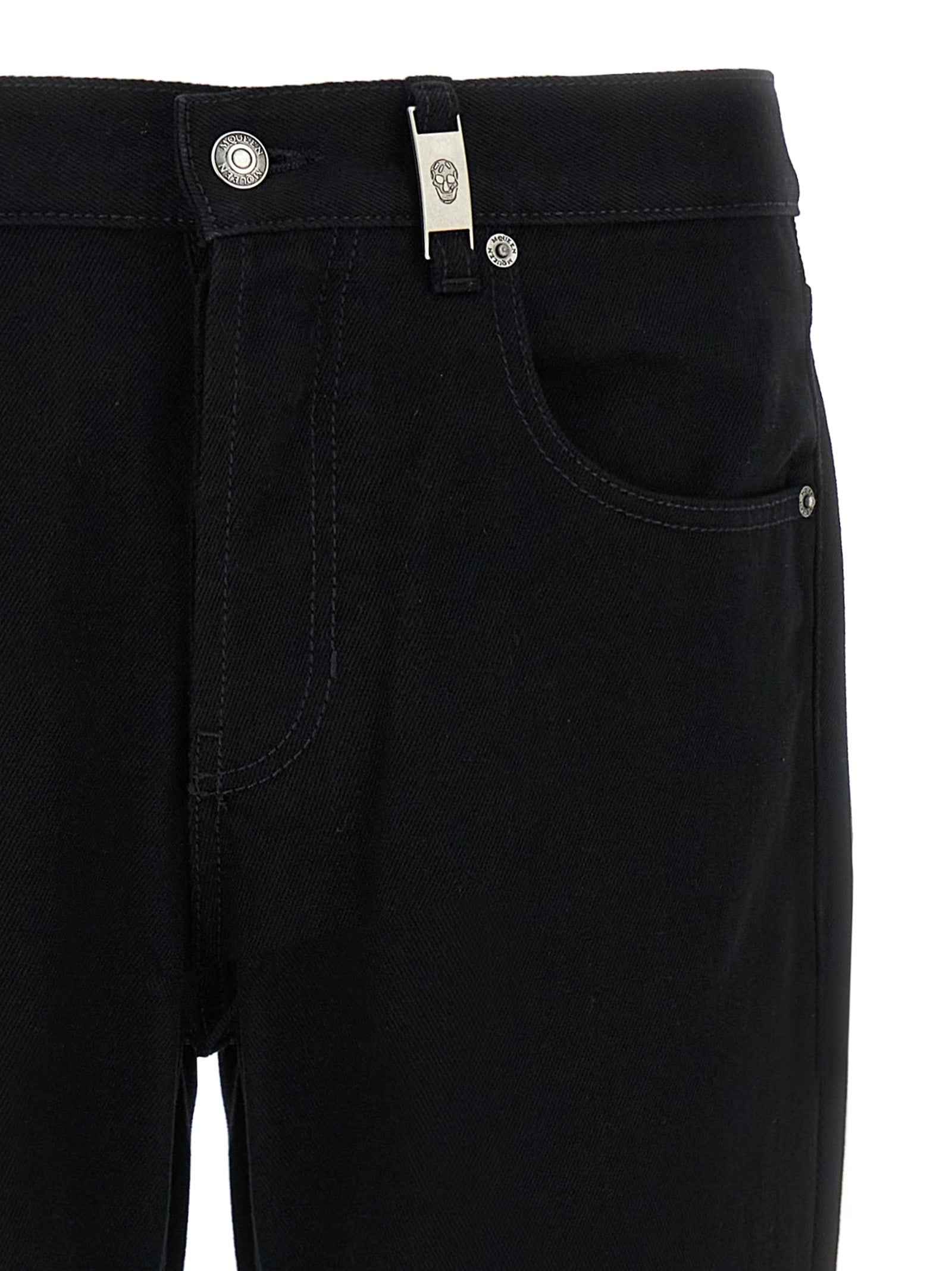 Black Cotton Straight-Leg Jeans