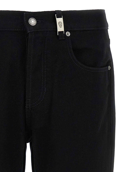 Black Cotton Straight-Leg Jeans
