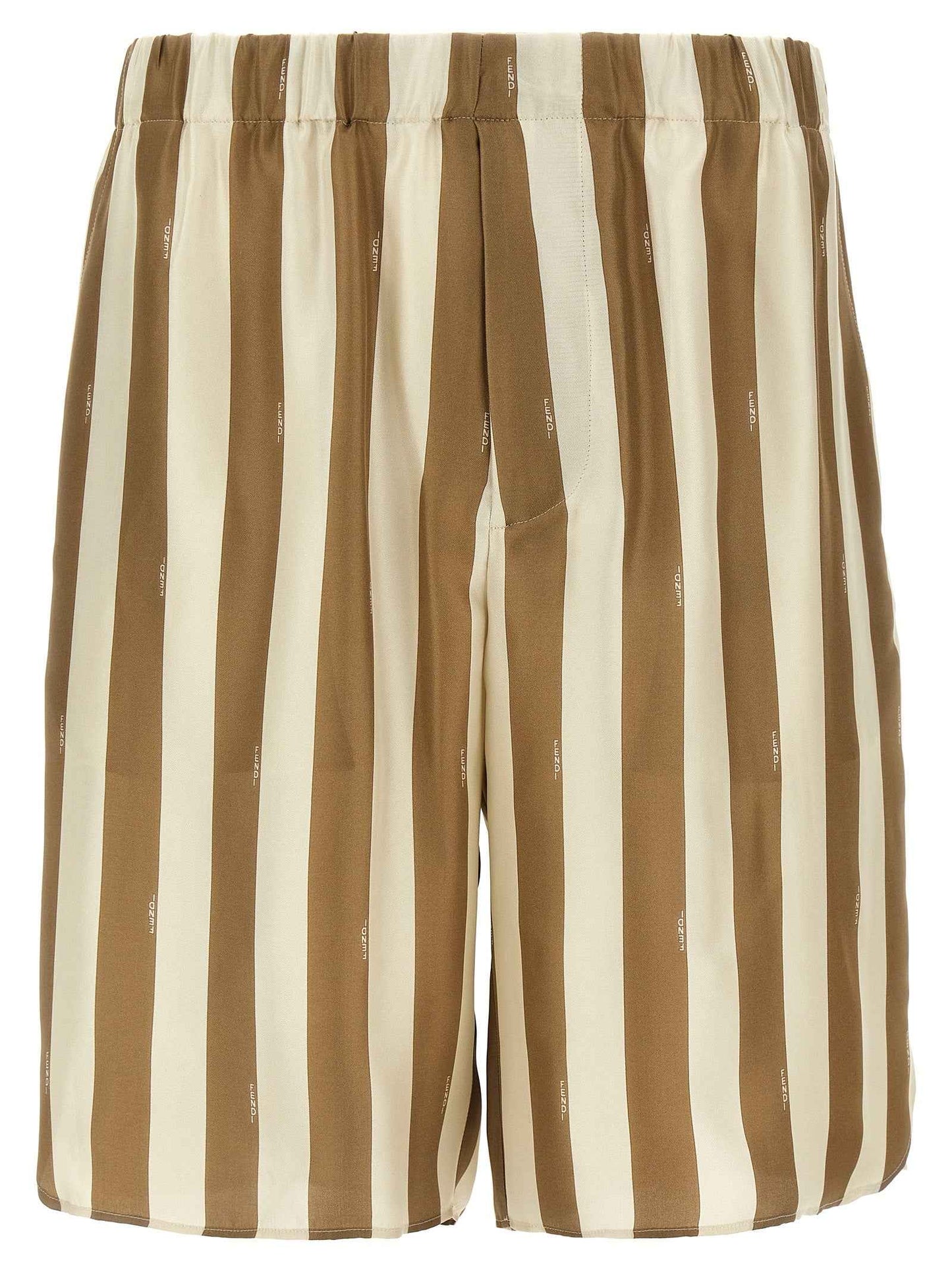 Beige Silk Bermuda Shorts