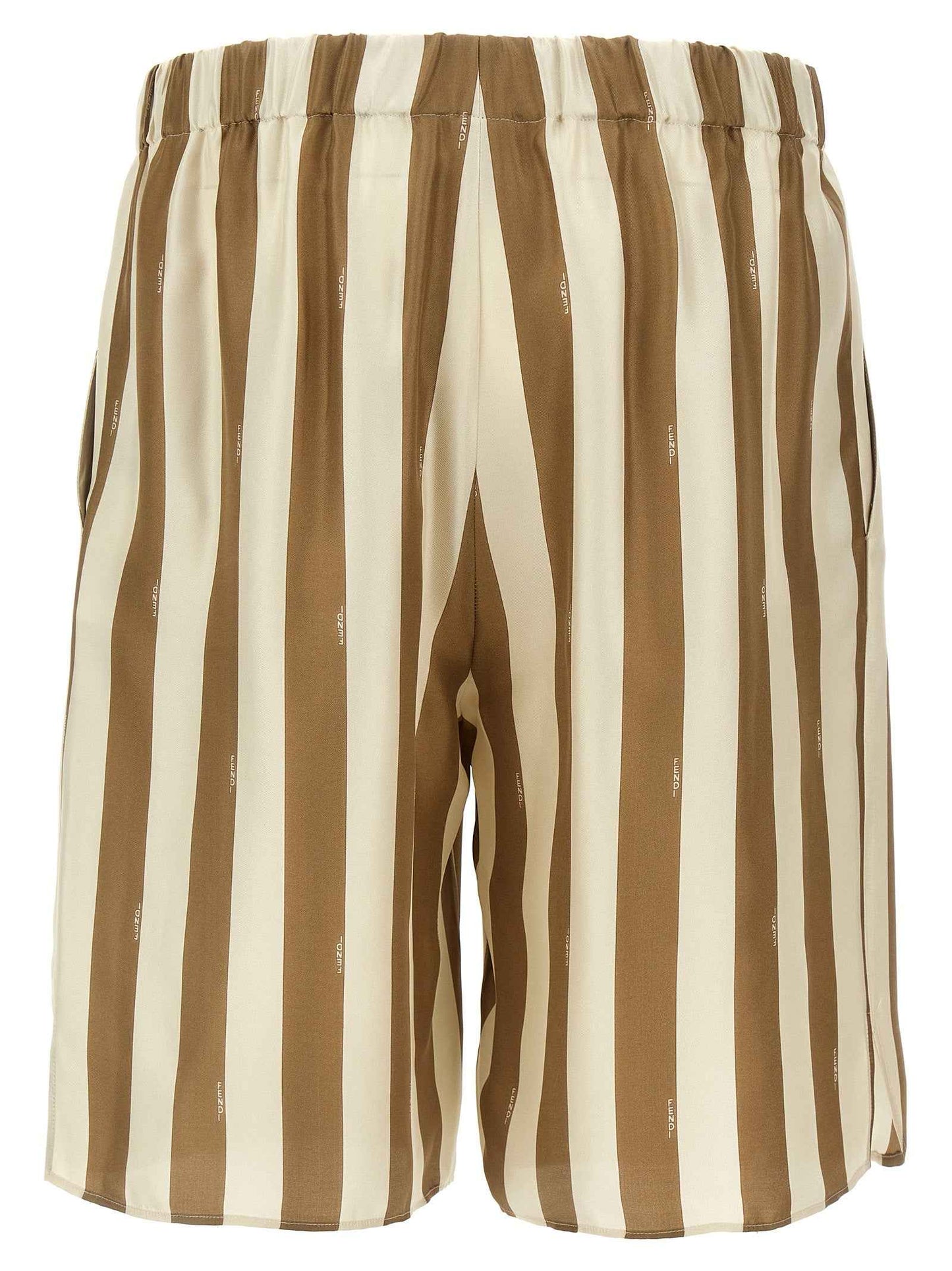 Beige Silk Bermuda Shorts
