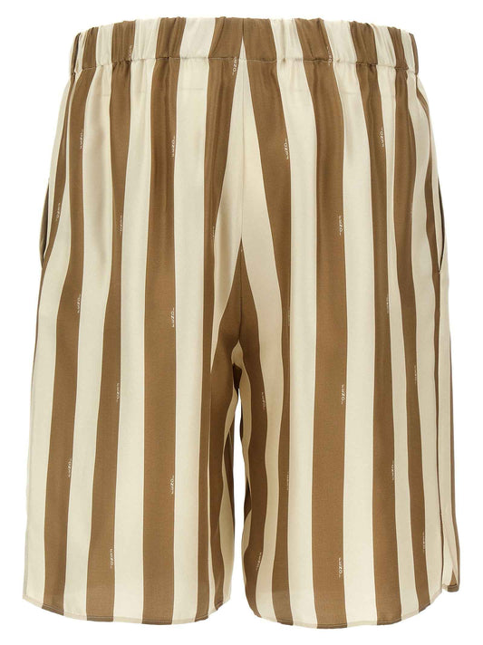 Beige Silk Bermuda Shorts