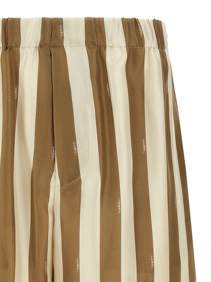 Beige Silk Bermuda Shorts