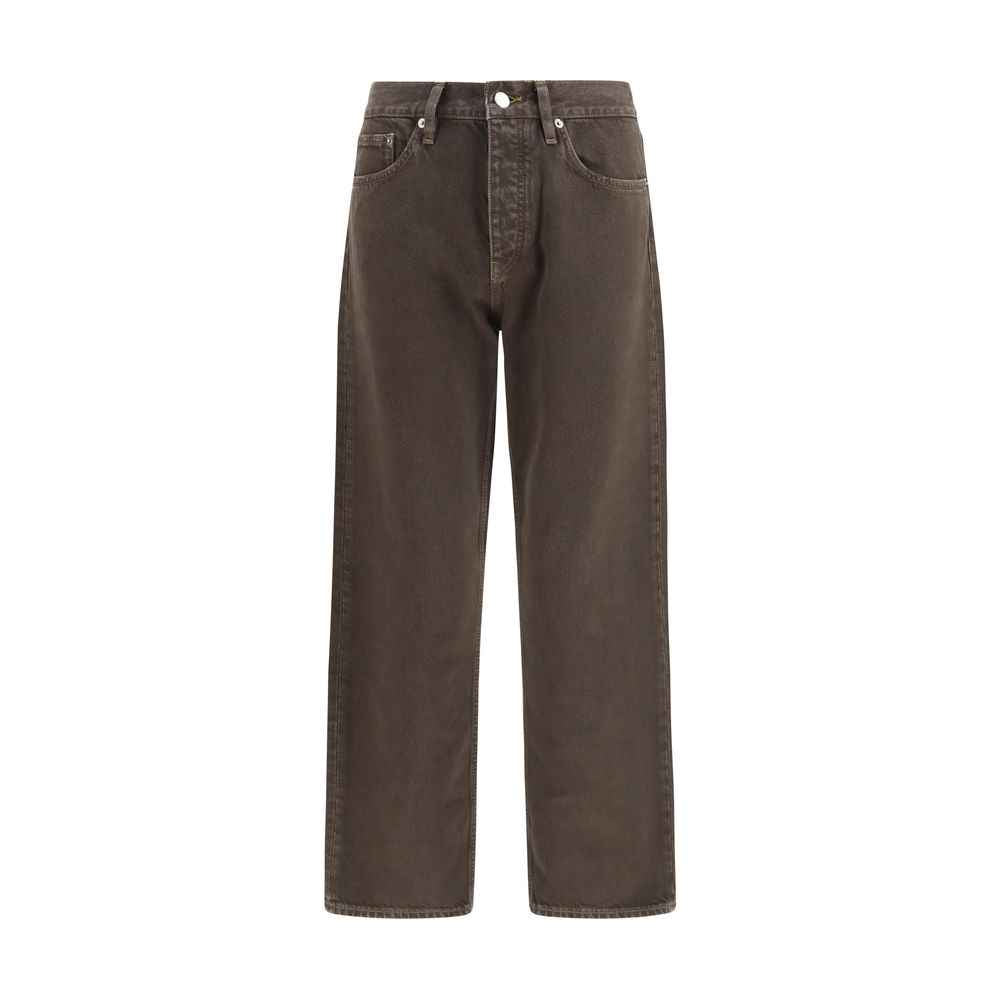 Brown Cotton Relaxed Fit Jeans