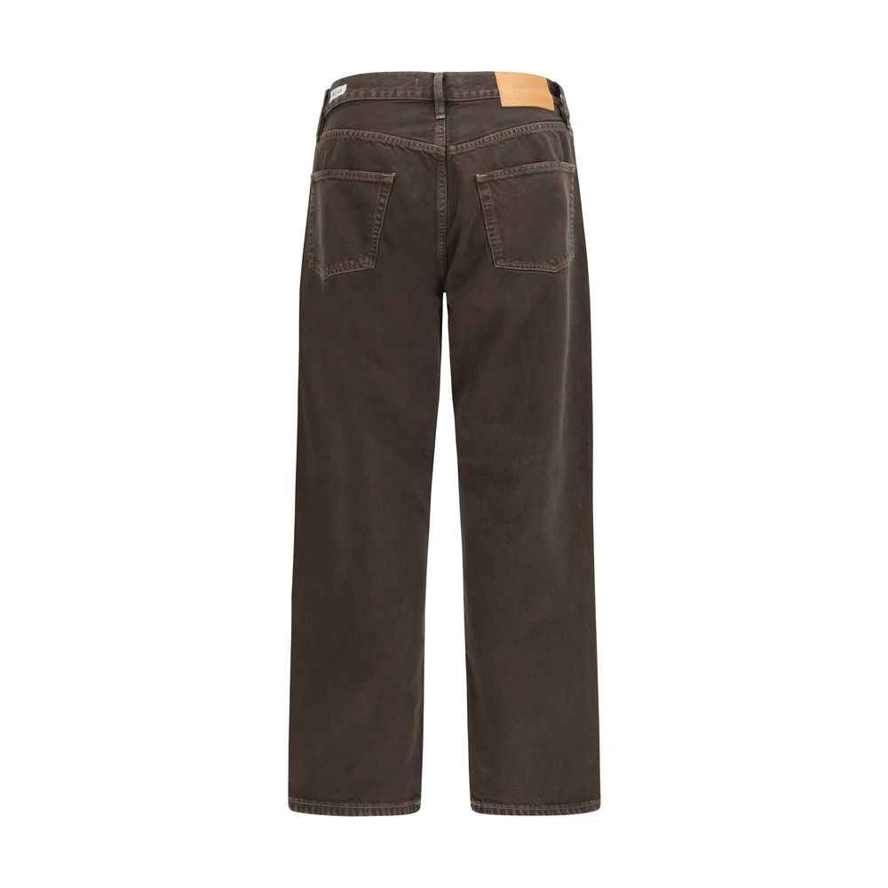 Brown Cotton Relaxed Fit Jeans