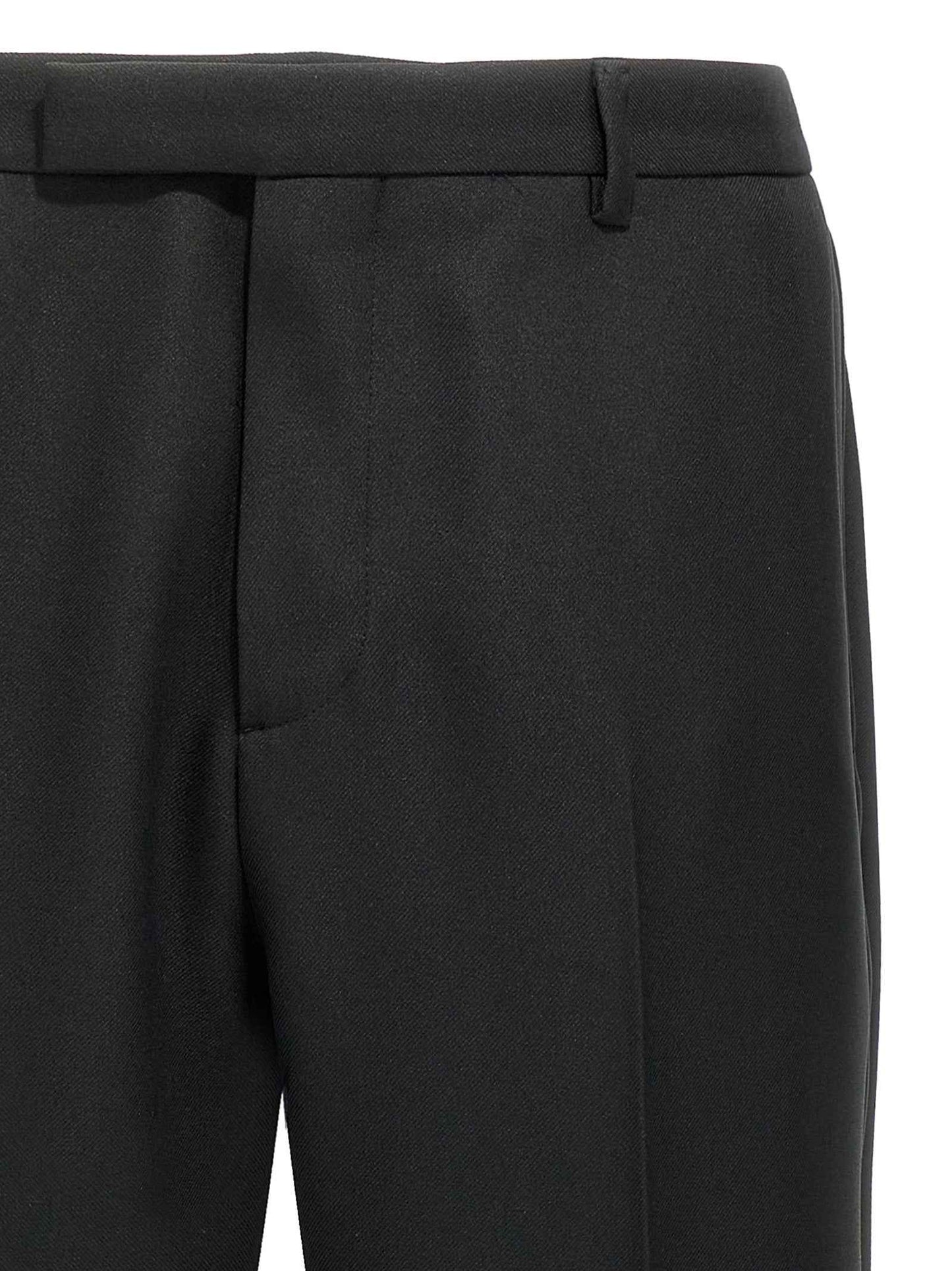 Black Polyester Casual Pants