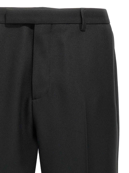 Black Polyester Casual Pants