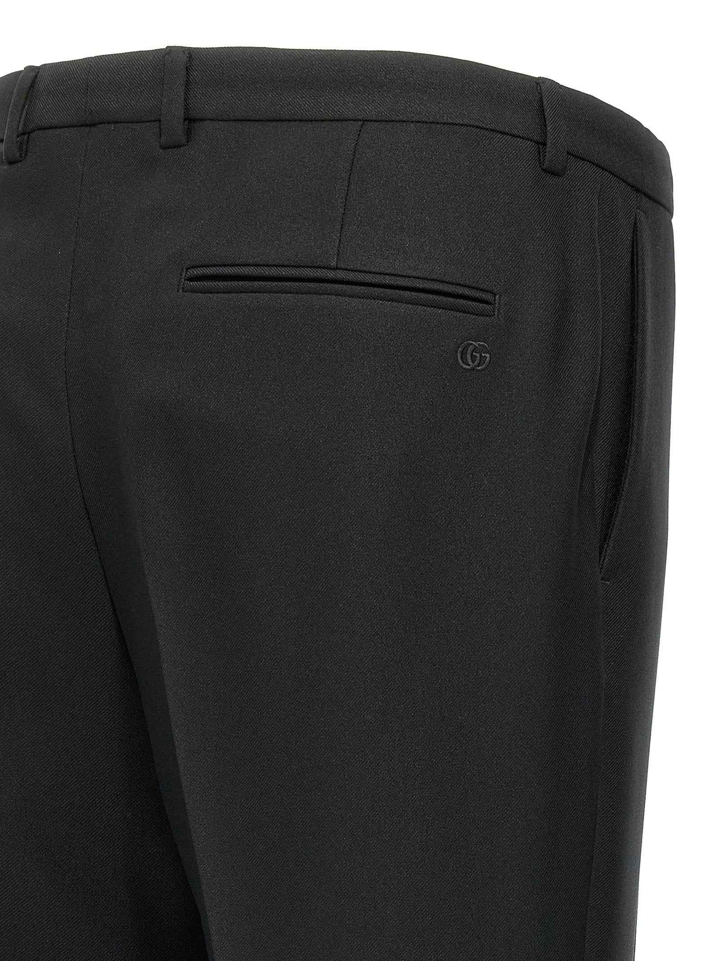 Black Polyester Casual Pants