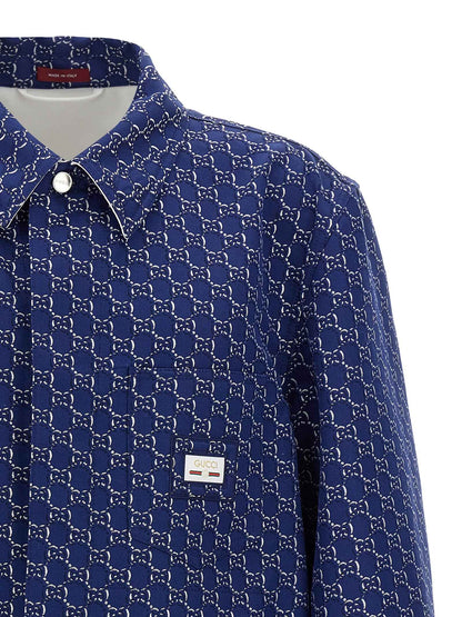 Blue Cotton Biker Jacket