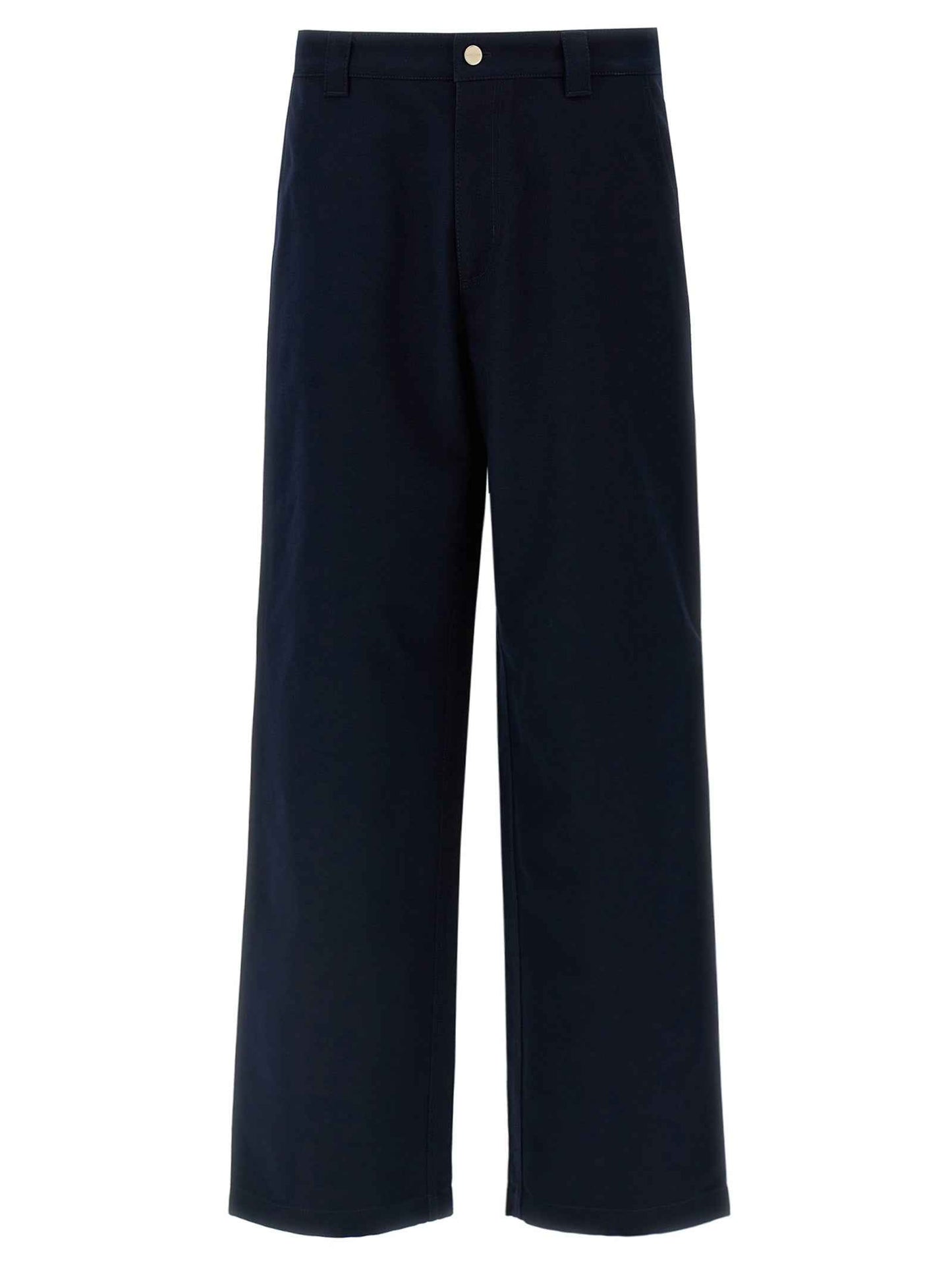 Blue Cotton Casual Pants
