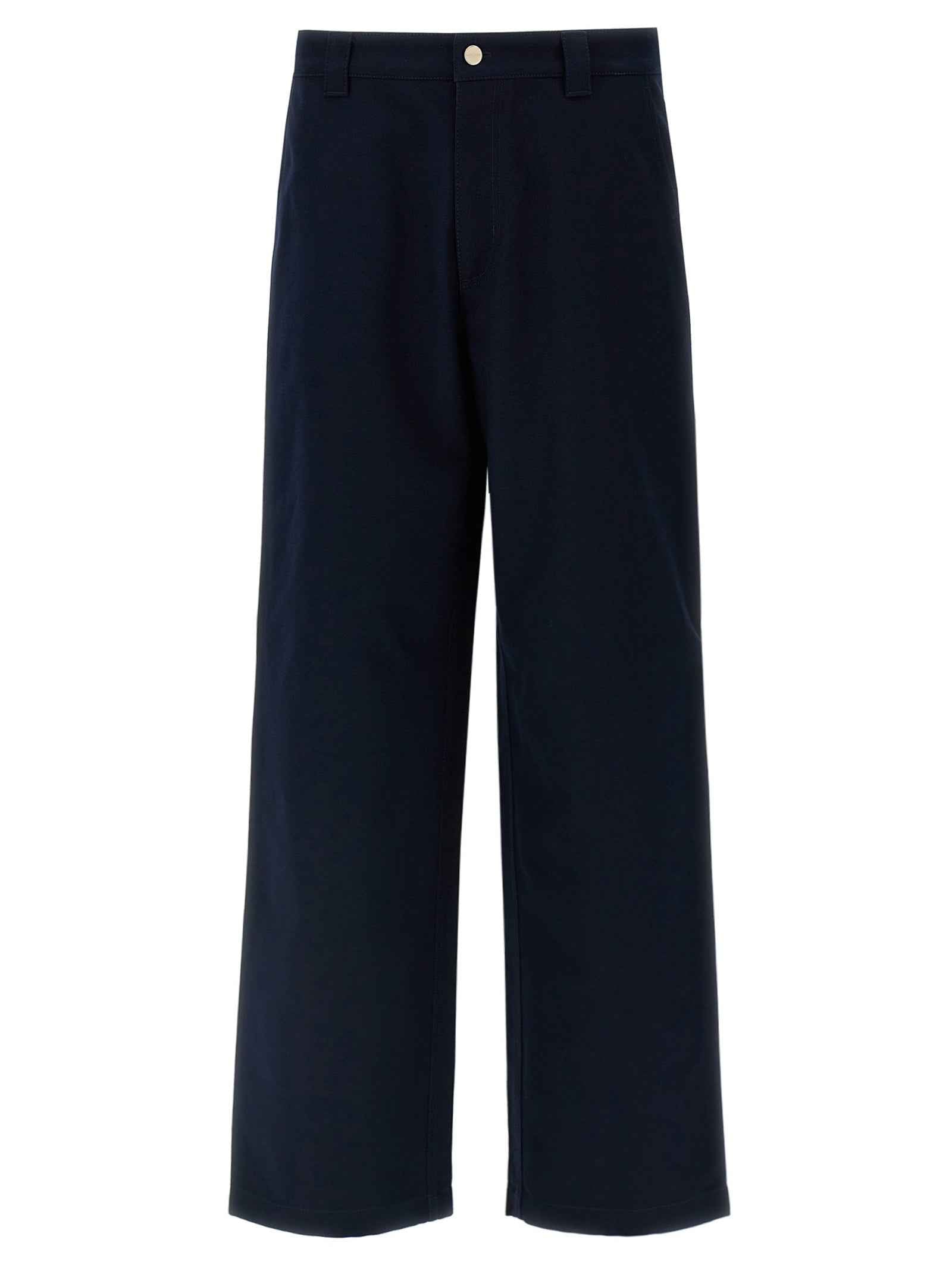 Blue Cotton Casual Pants