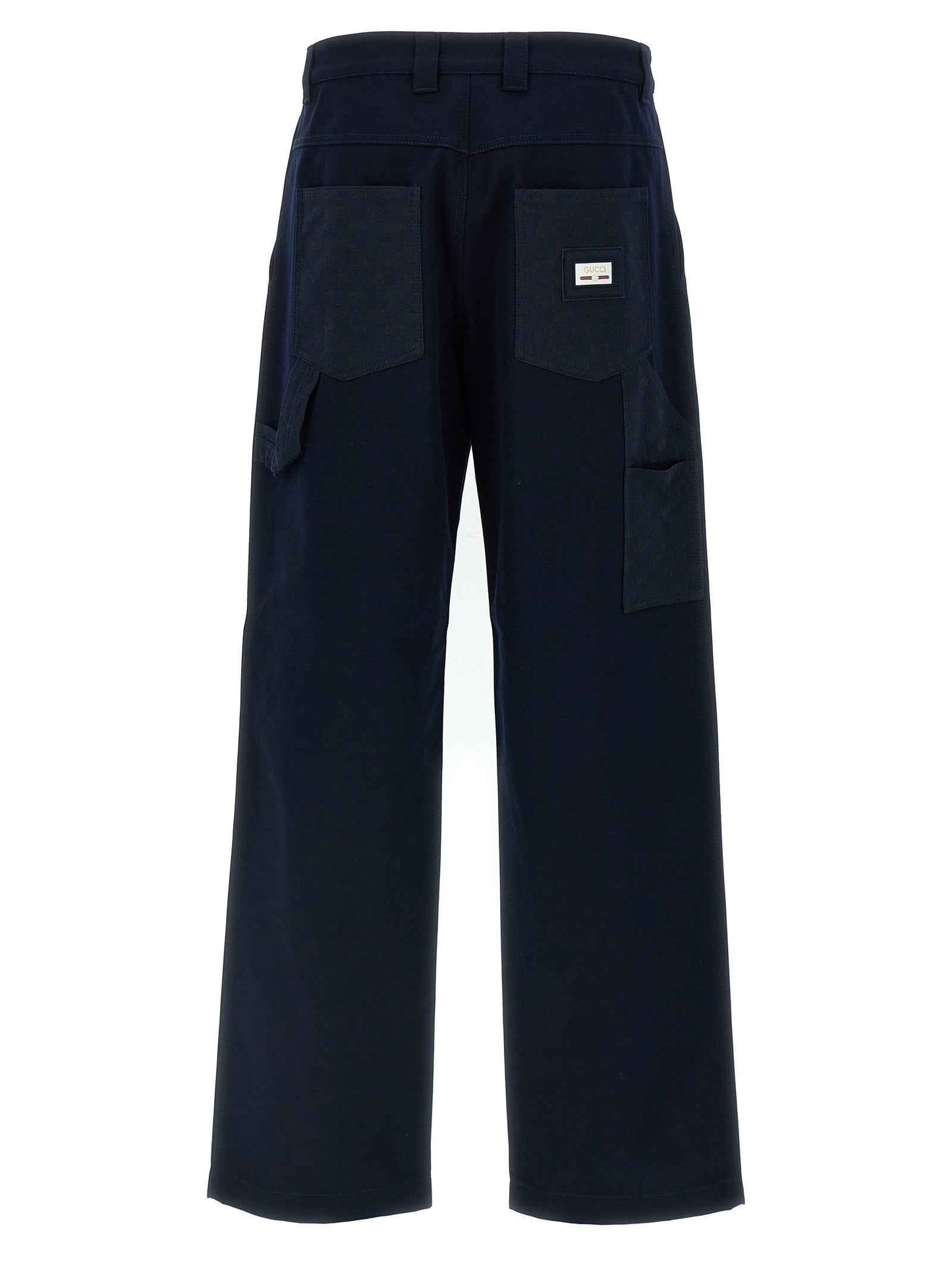 Blue Cotton Casual Pants