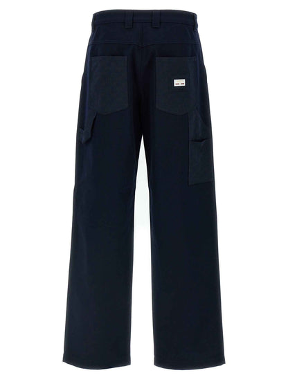 Blue Cotton Casual Pants
