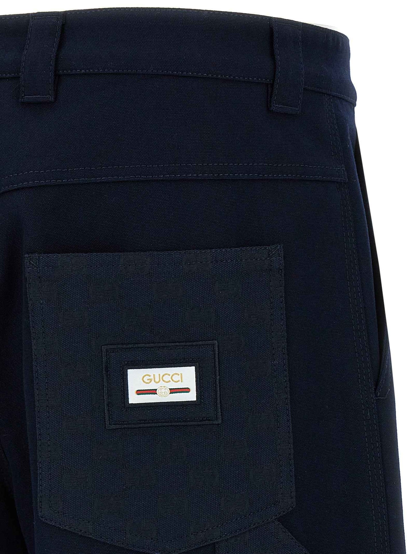 Blue Cotton Casual Pants