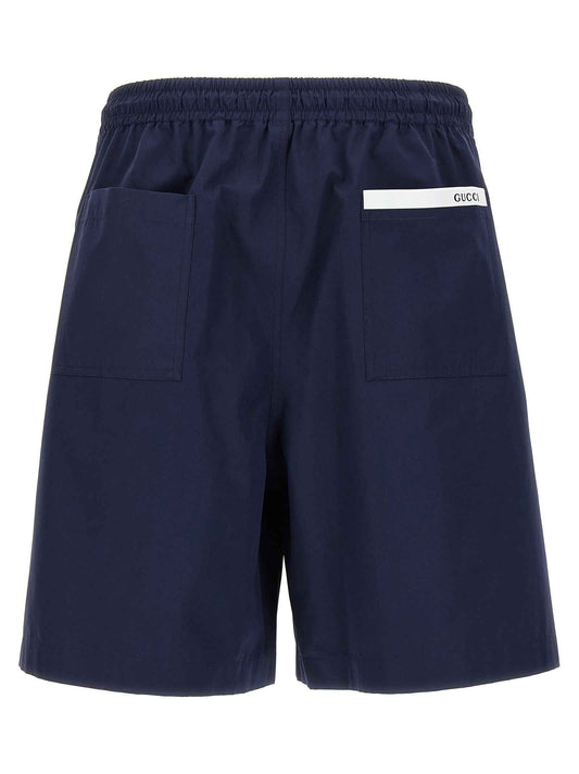 Blue Cotton Bermuda Shorts
