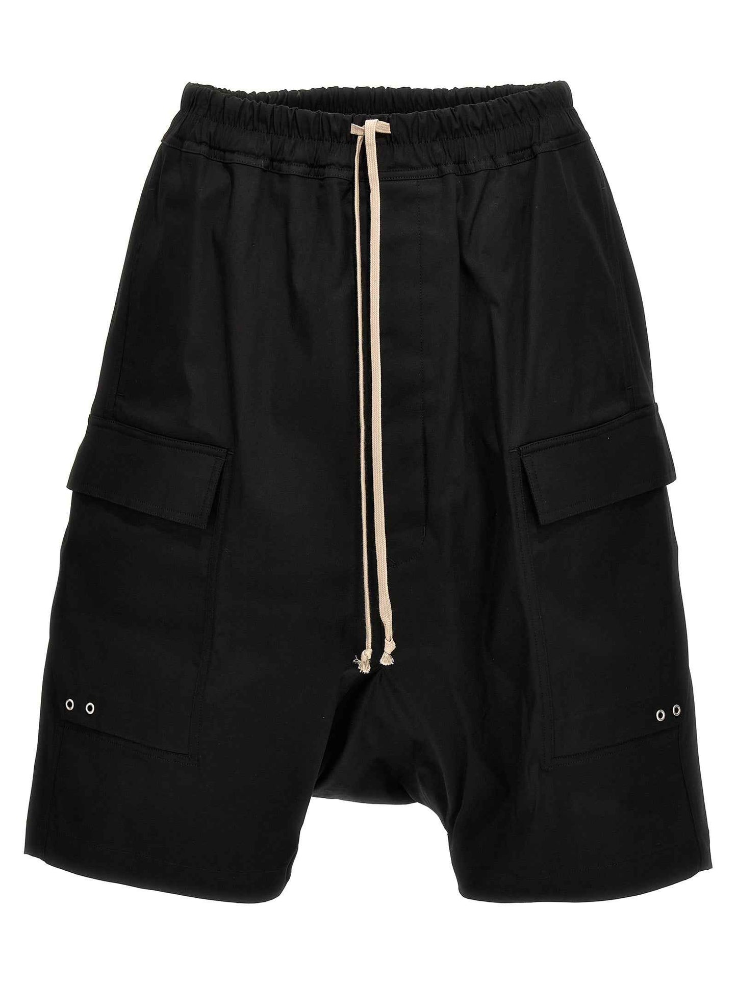 Black Cotton Bermuda Shorts