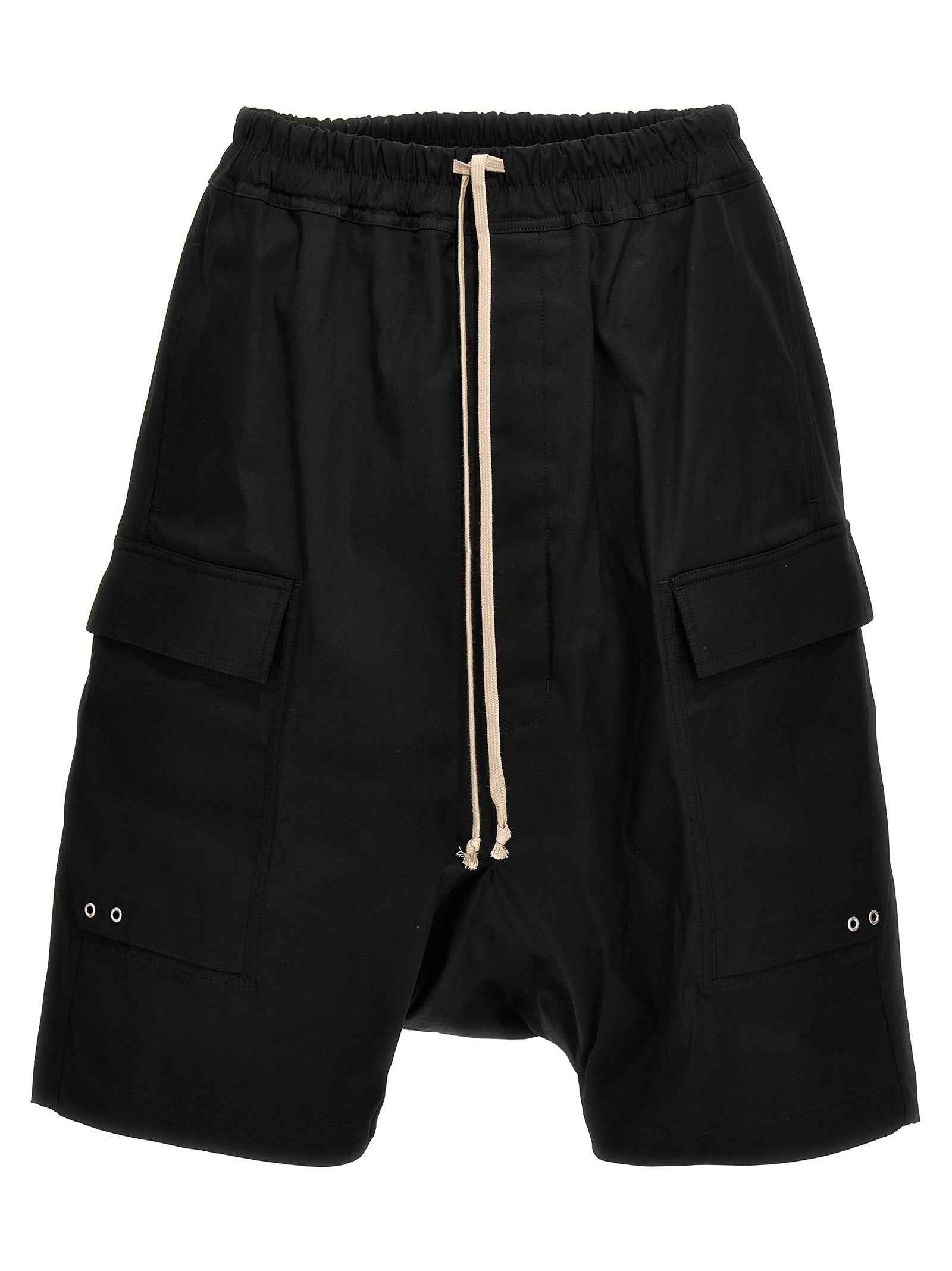 Black Cotton Bermuda Shorts