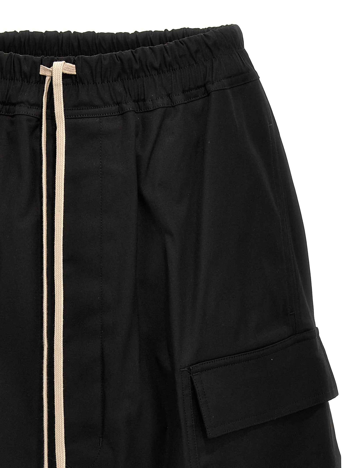 Black Cotton Bermuda Shorts