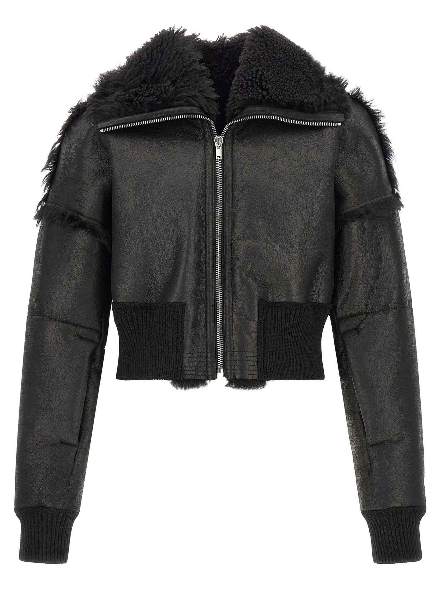 Black Lamb Fur Leather Jacket
