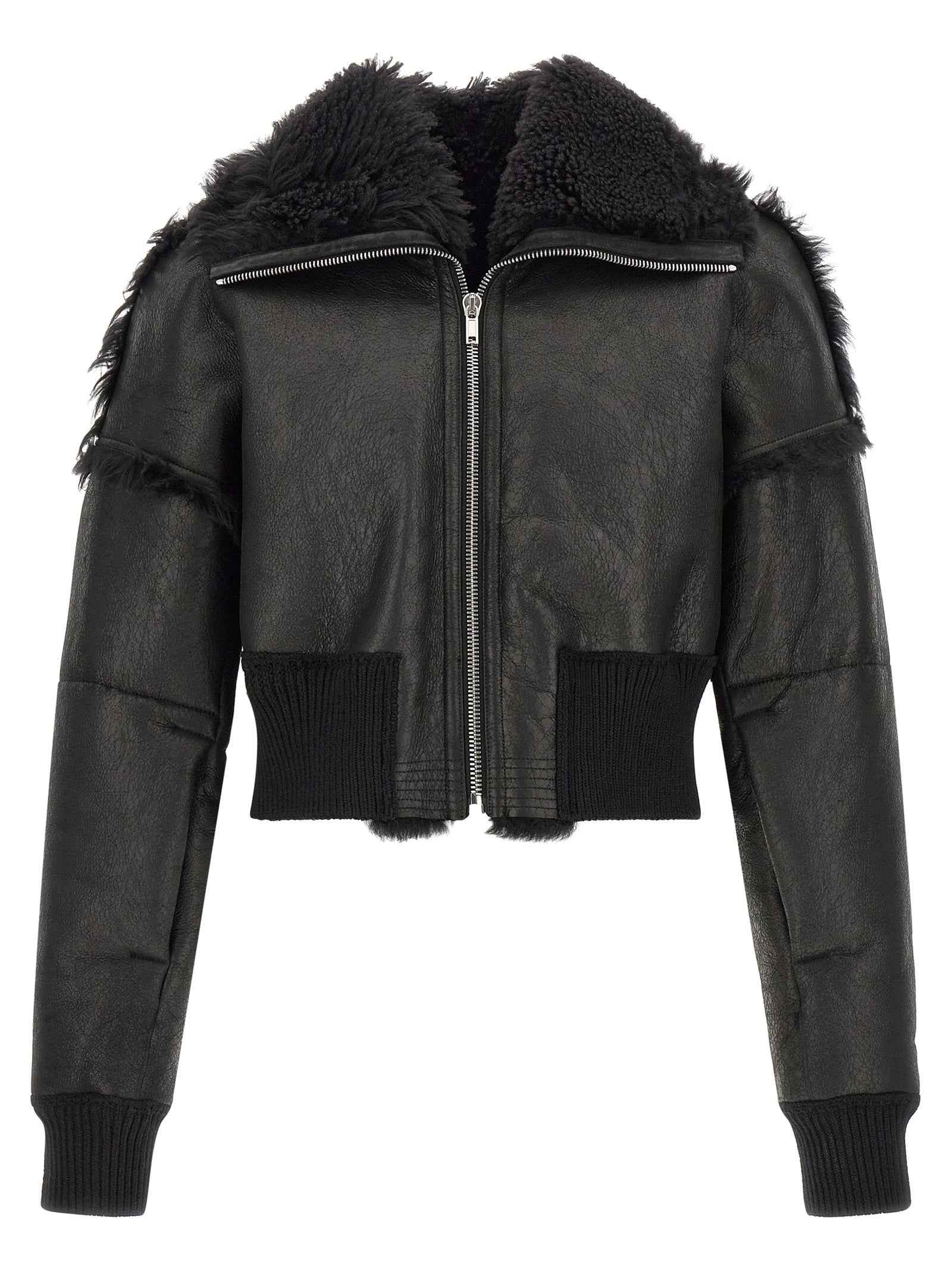 Black Lamb Fur Leather Jacket
