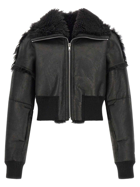Black Lamb Fur Leather Jacket