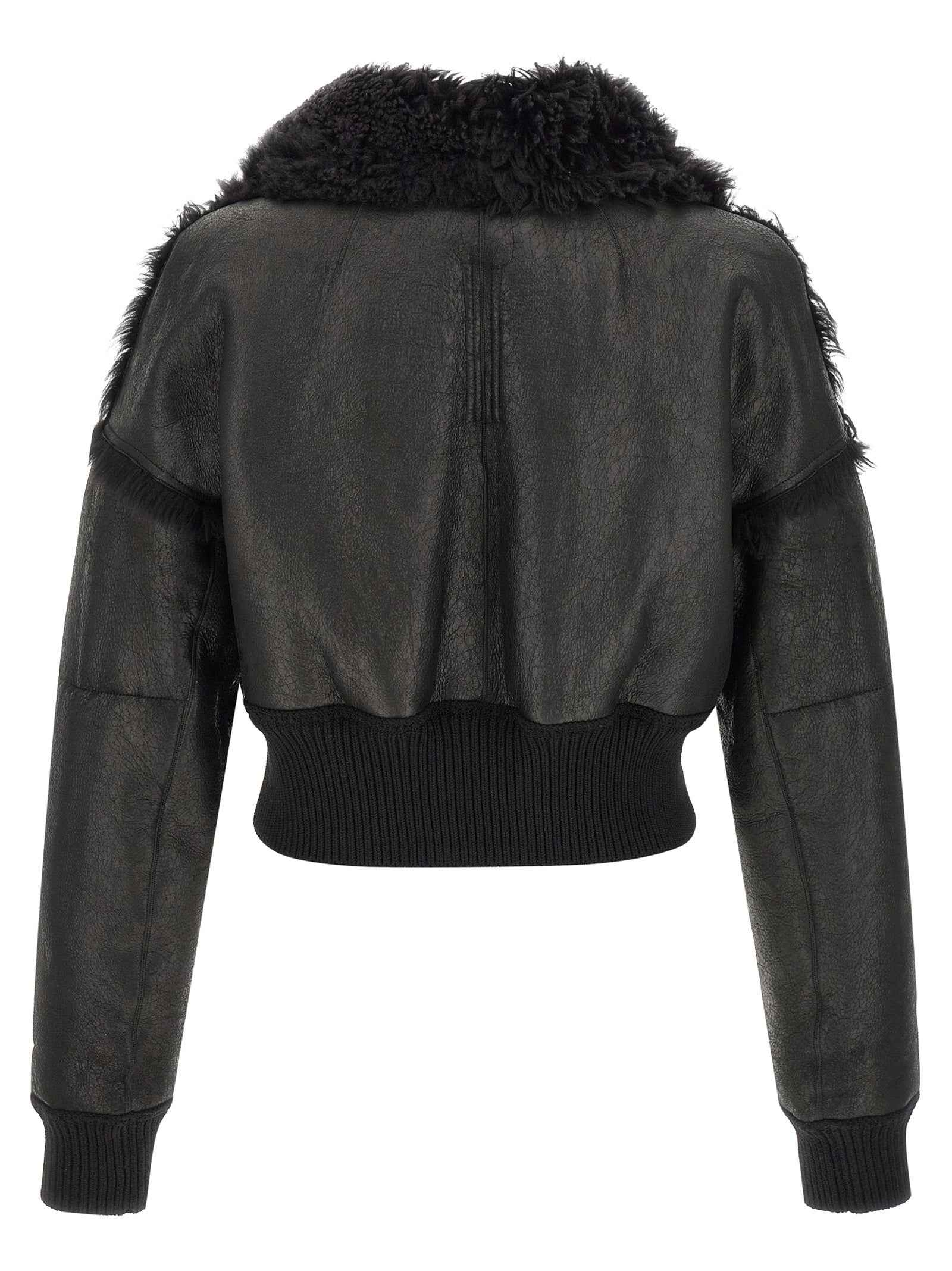 Black Lamb Fur Leather Jacket
