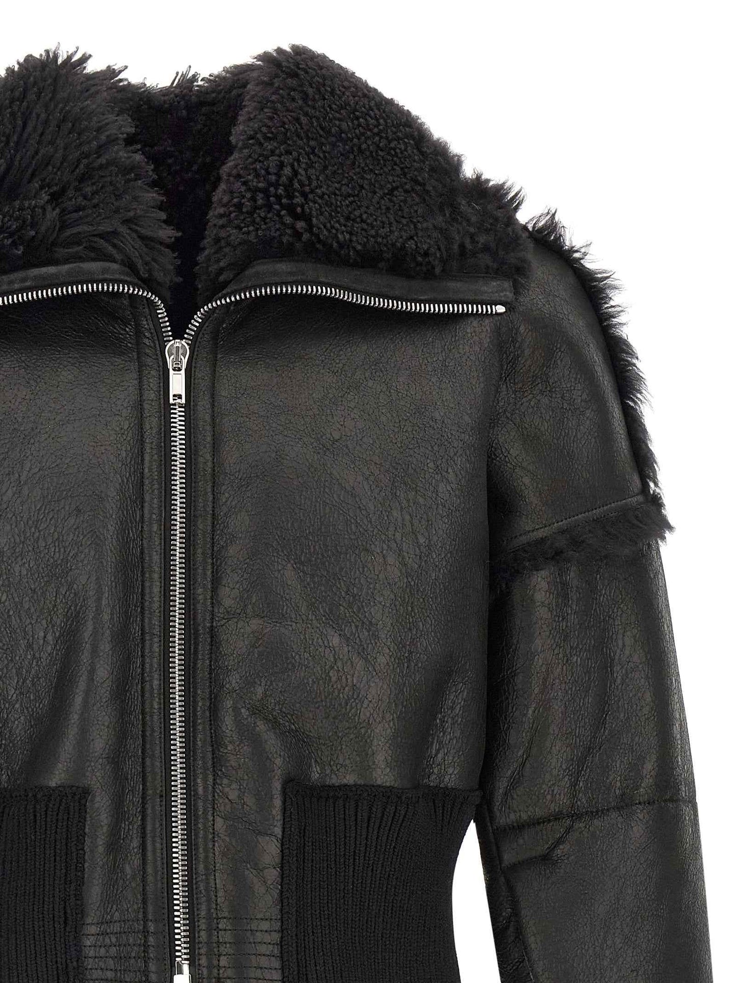 Black Lamb Fur Leather Jacket
