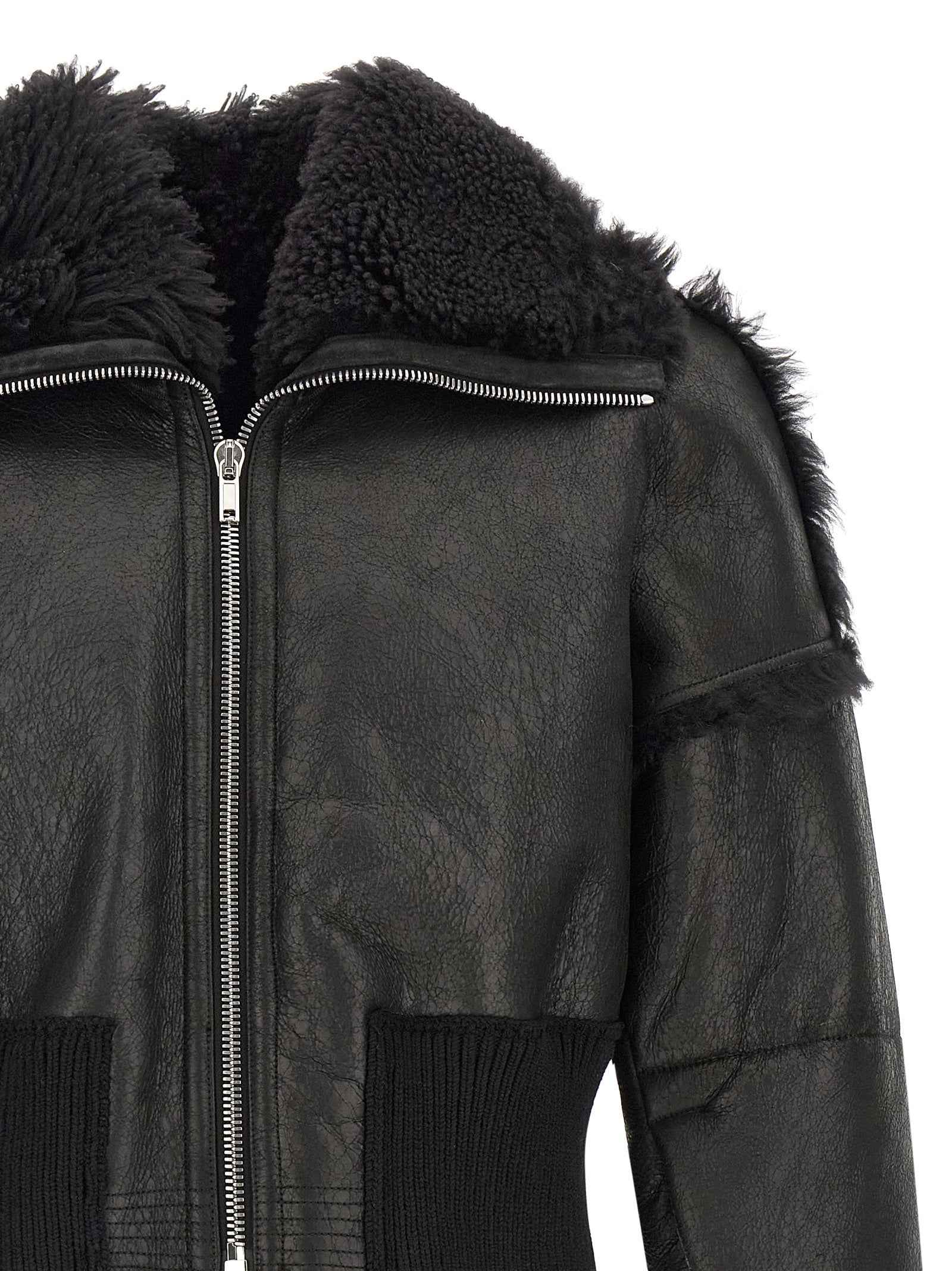 Black Lamb Fur Leather Jacket