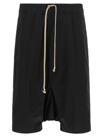 Black Cotton Bermuda Shorts