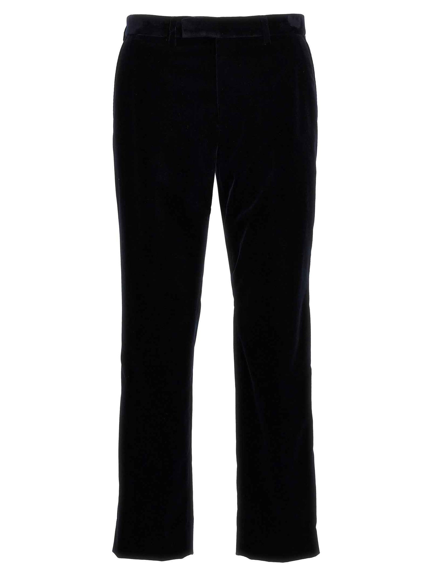 Blue Cotton Casual Pants