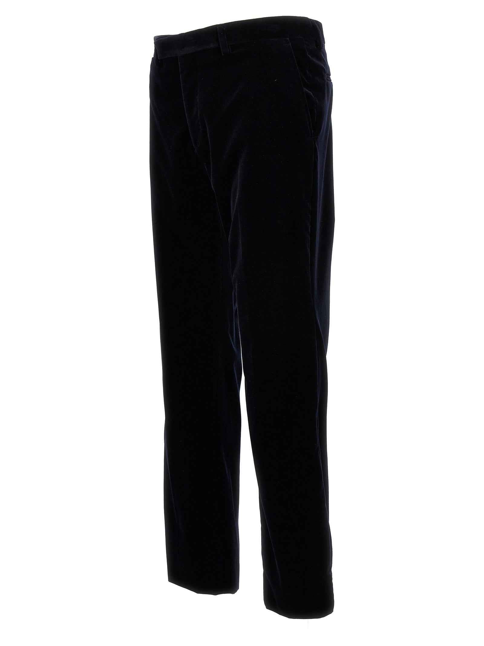 Blue Cotton Casual Pants