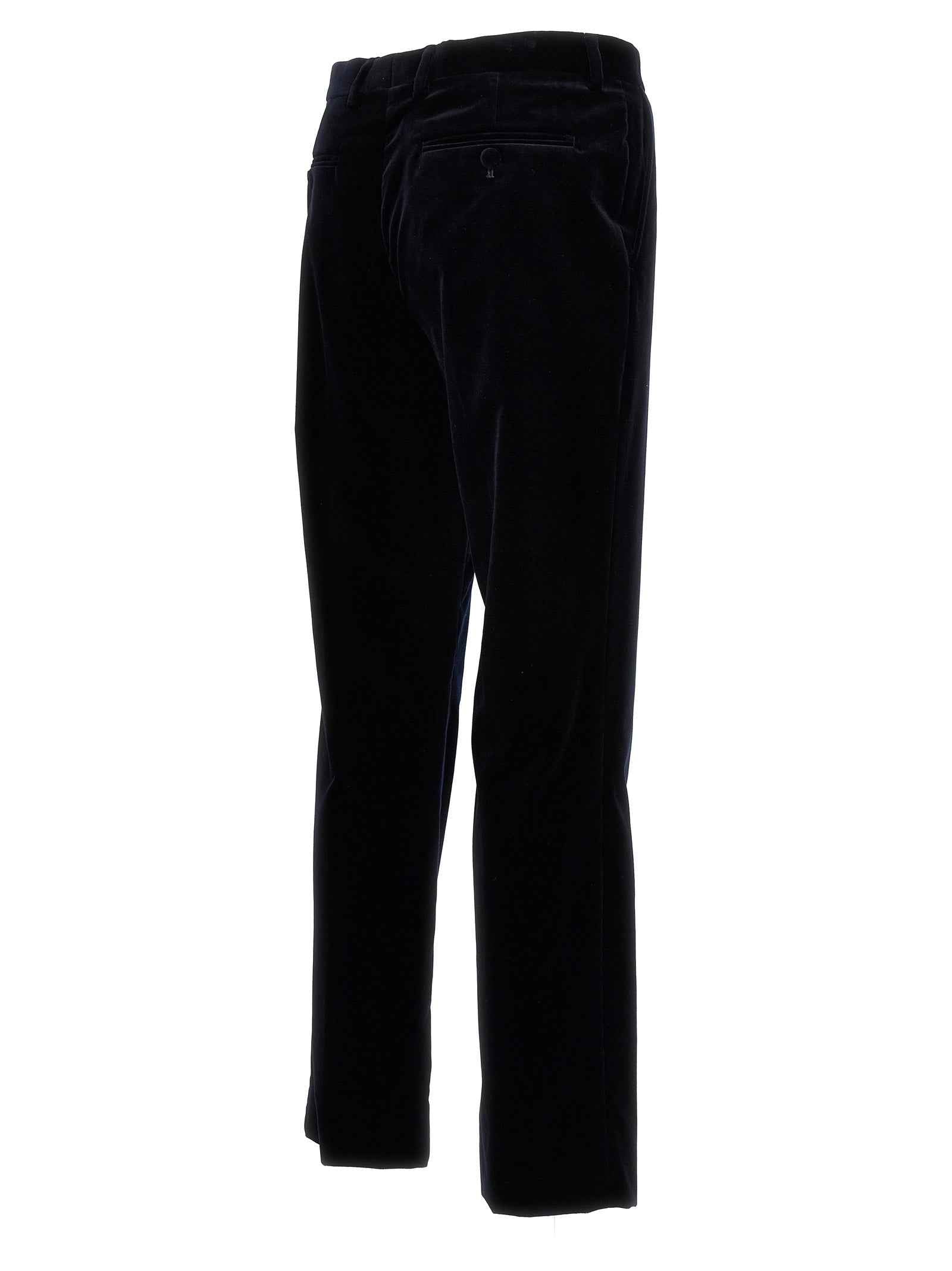 Blue Cotton Casual Pants