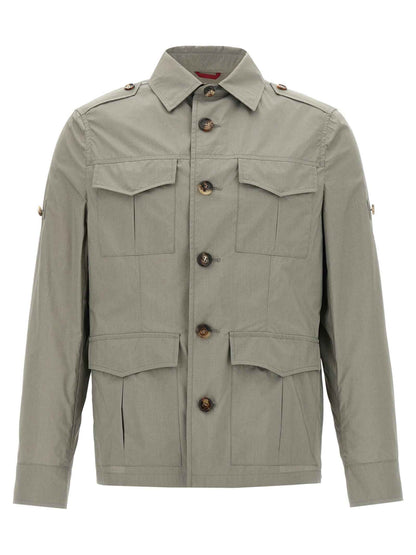 Bicolor Cotton Shell Jacket