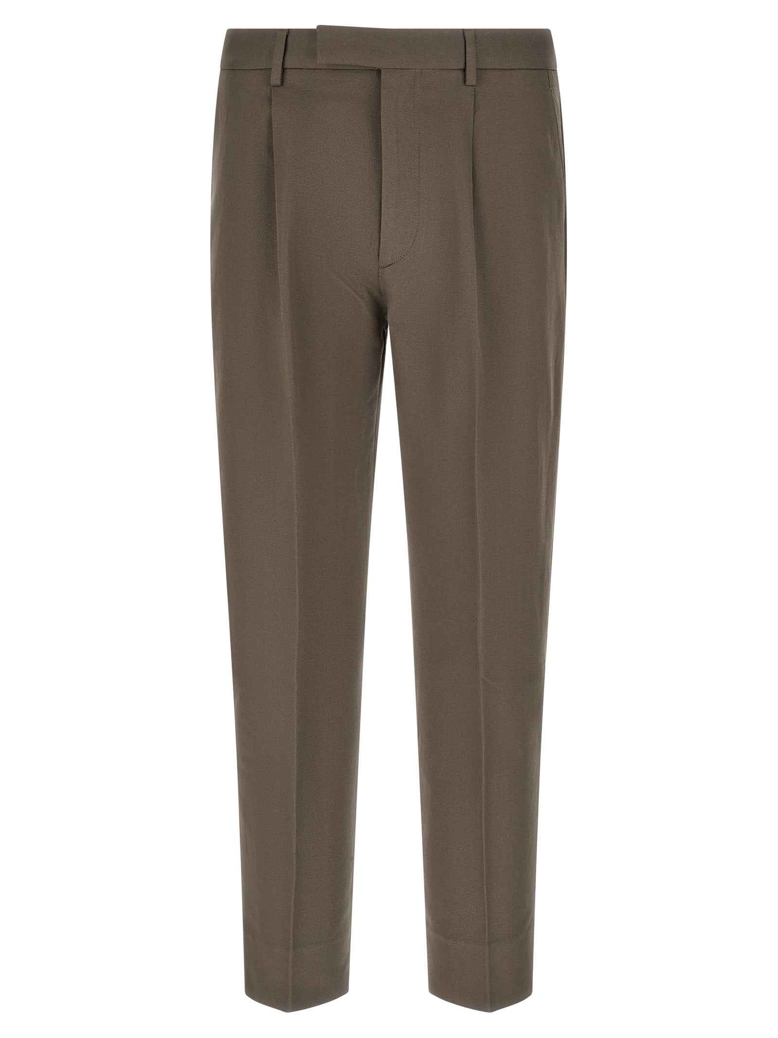 Brown Cotton Dress Pants