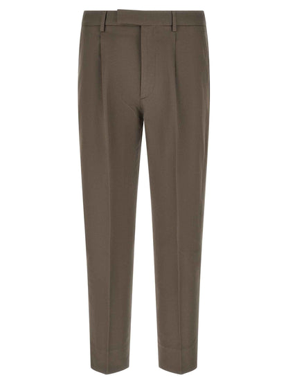Brown Cotton Dress Pants
