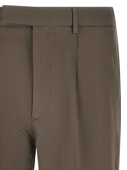 Brown Cotton Dress Pants