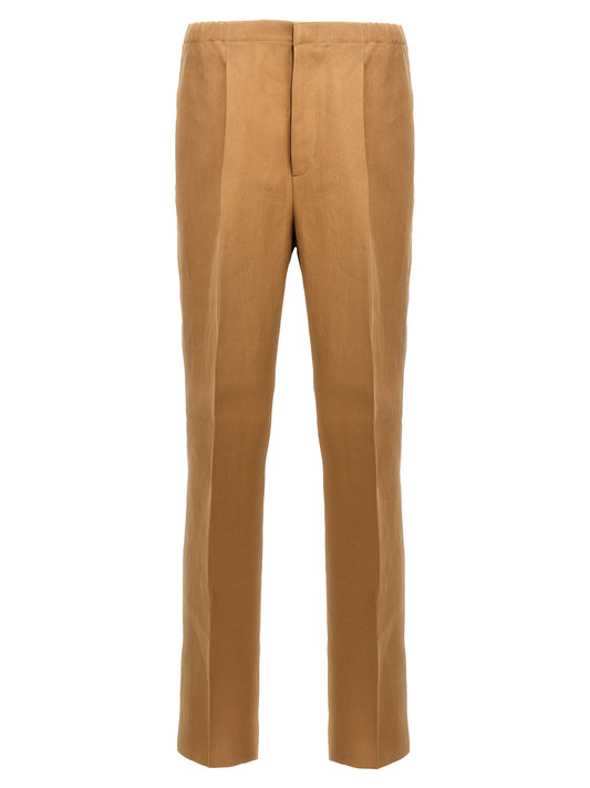 Beige Paper Casual Pants