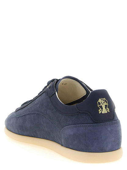 Blue Calfskin Low Top Sneakers