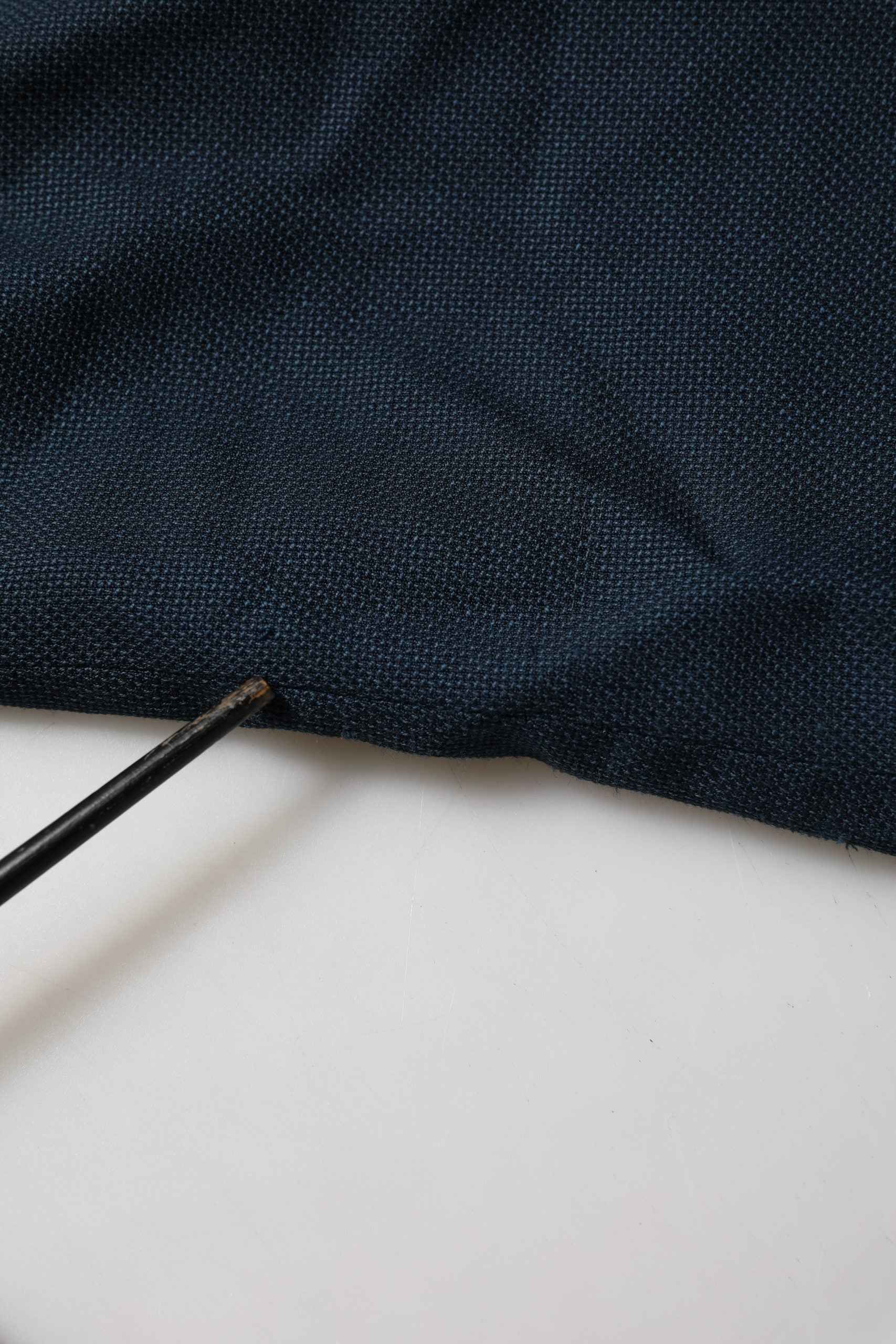 Blue Wool Logo Single Breasted Coat Jacket
