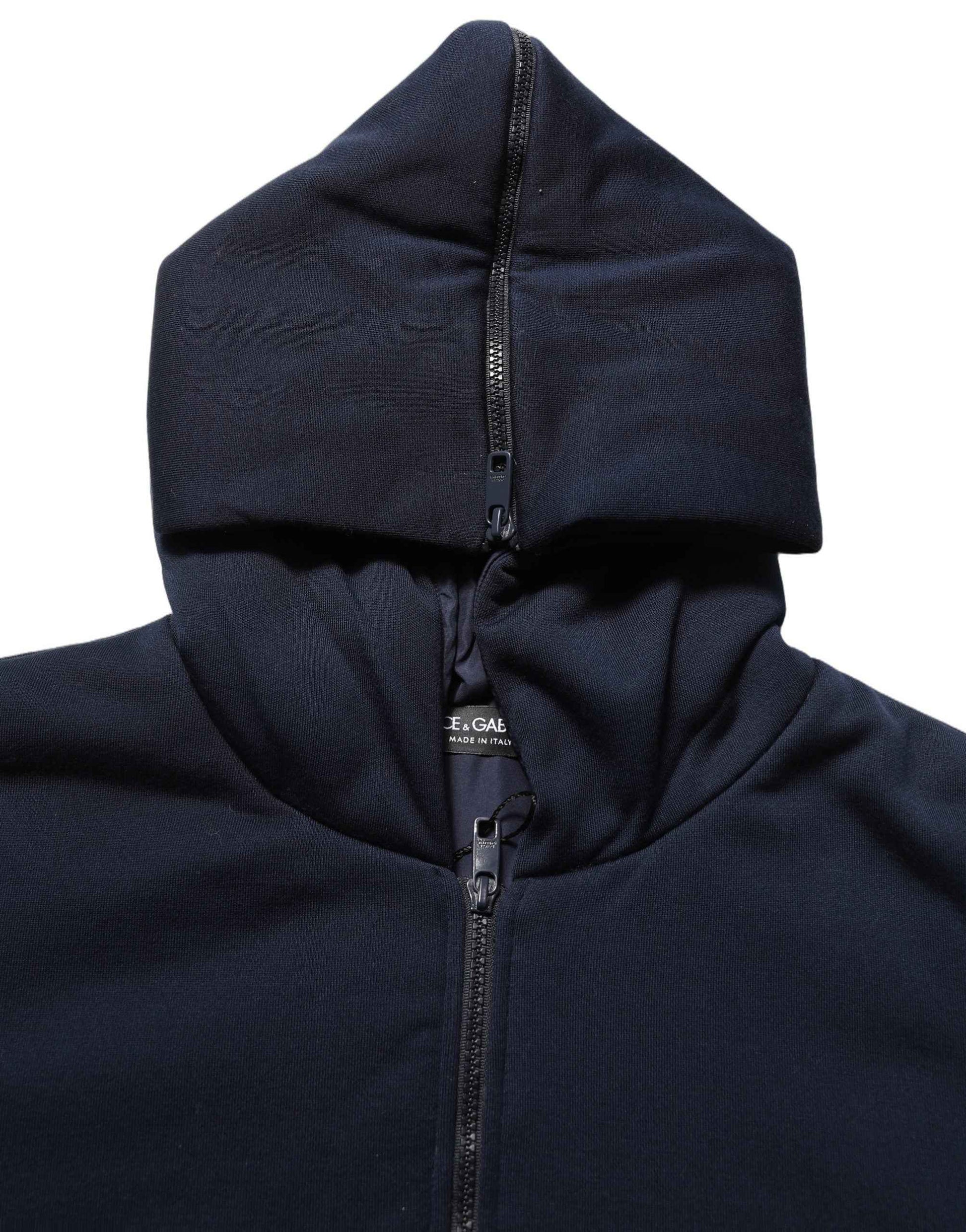 Black Cotton Full Zip Hooded Bomber Jacket