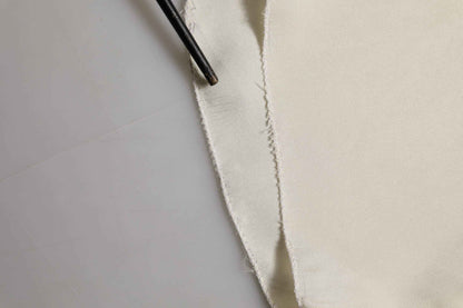 Off White Silk Straight Wide Leg Trouser Pants