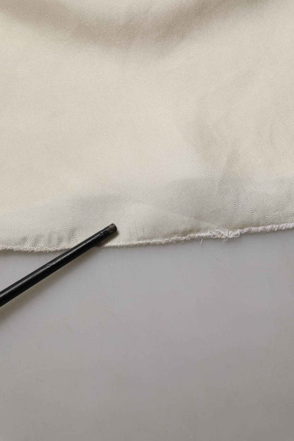 Off White Silk Straight Wide Leg Trouser Pants