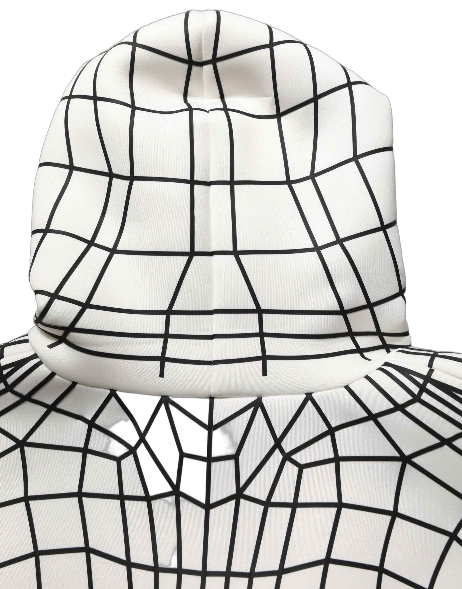 White Black WarpGrid Pattern Hoodie Sweater