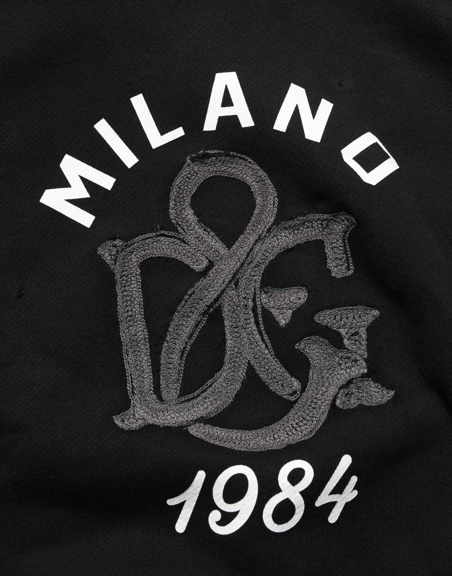 Black Cotton Milano1984 Print Hoodie Sweater